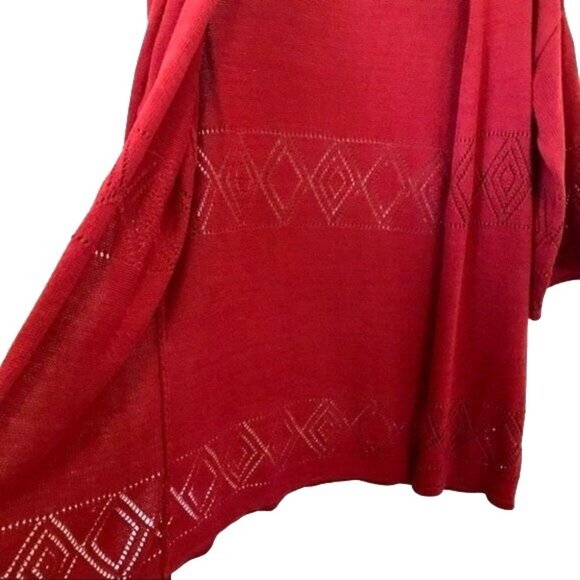 H&M Divided Women's Dark Red Crochet Cut-Out 3/4 Bell Sleeve Cardigan Size S - Picture 3 of 9